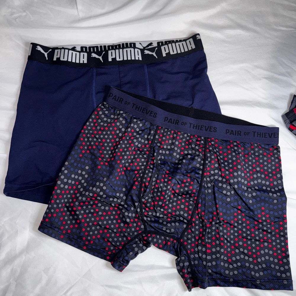 2pk Puma and Pair of Thieves Men's Boxer Briefs - Navy and Patterned